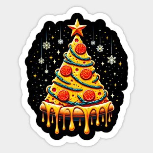 Pizza Xmas Tree, Christmas Style Pizza Lover Sticker